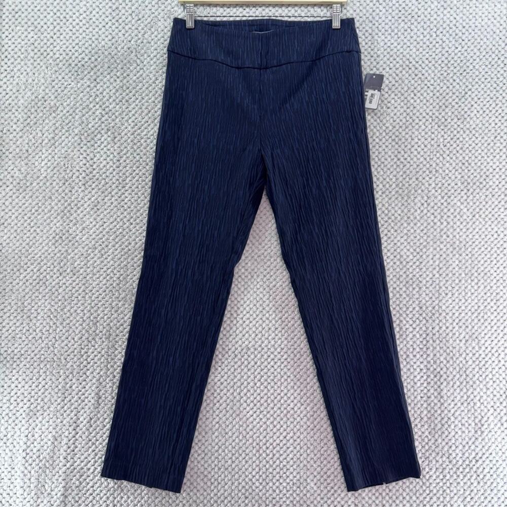 Elliot Lauren Pants Womens 10 Black Blue Novelty Textured PullOn Slim Mid Rise